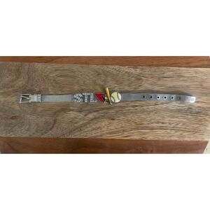 St Louis Cardinals MLB Mesh Charm Bracelet STL Rhinestone Baseball Silver Tone